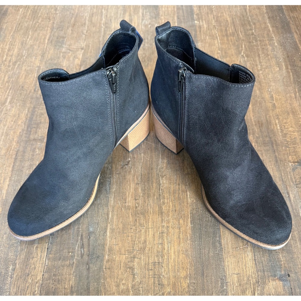 NWOT Sonoma Black Suede Chelsea Ankle Boots Ortholite Womens 9.5
